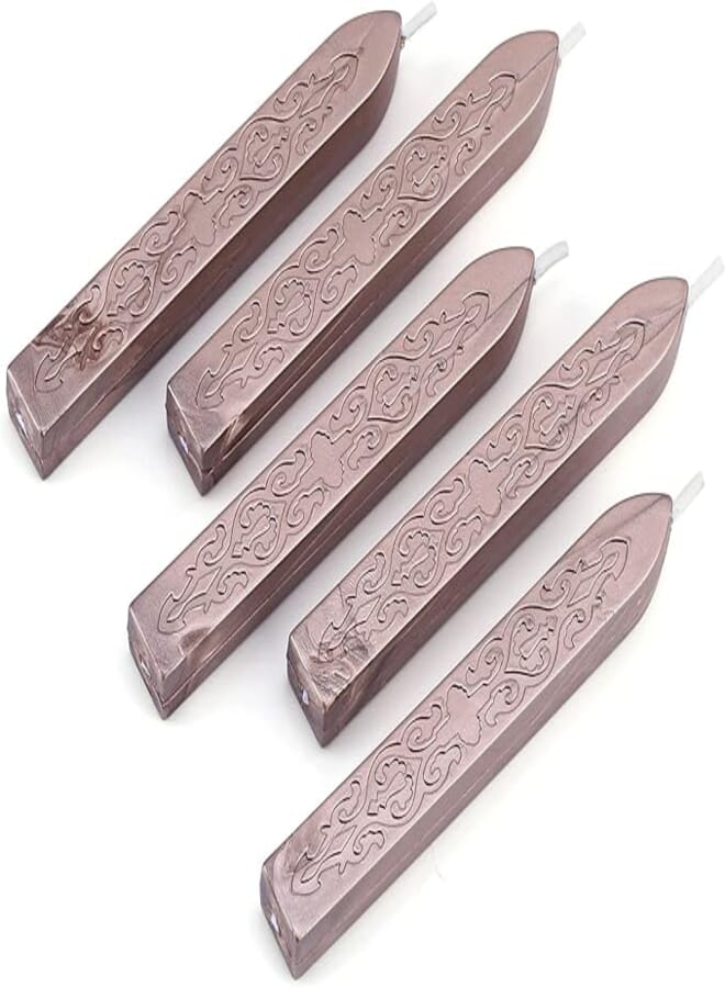 Yoption 5 Pieces Sealing Wax Sticks, Antique Champagne Gold Totem Fire Manuscript Wax Seal Sticks with Wicks for Wax Seal Stamp (Champagne Gold)